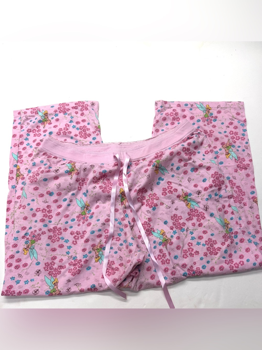 Disney Tinkerbell Pink Fairy Print Pajama Bottoms Pants Vintage